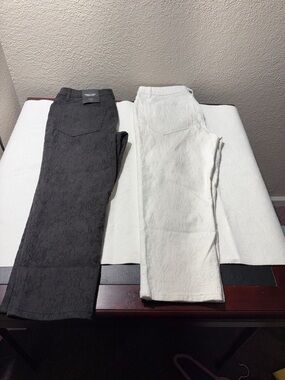 Simply Vera Vera Wang Black and White Textured Straight Leg Pants Duo